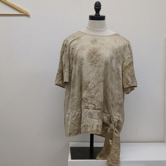 Simply Vera Vera Wang tan tie dye tee shirt with tie front size XL﻿ - Picture 1 of 6